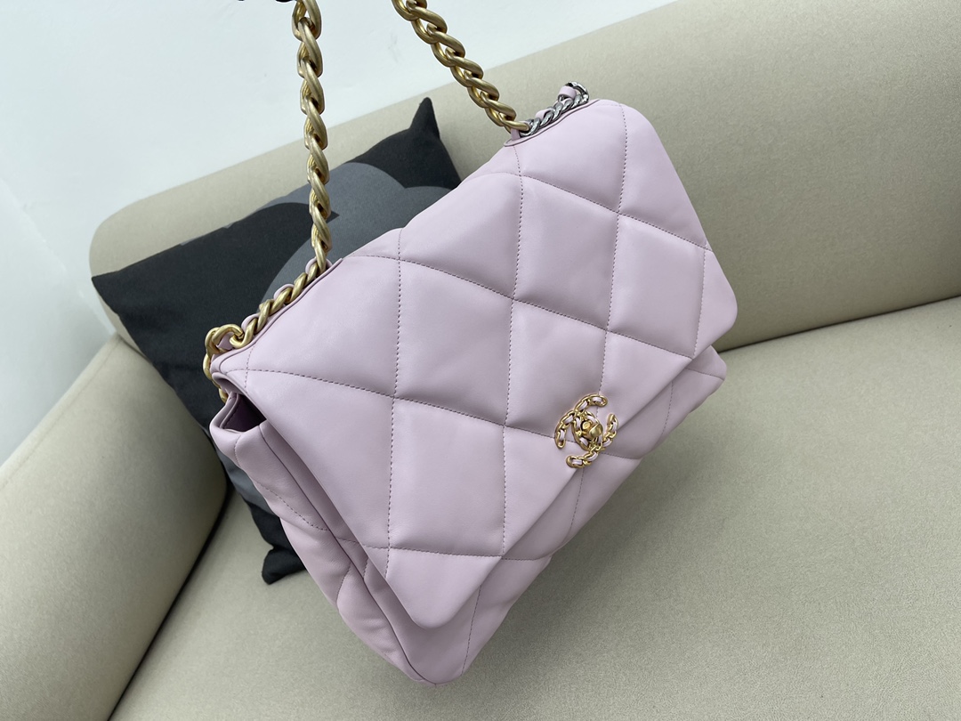 Lambskin 19 Maxi Handbag Flap Bag AS1162 Purple